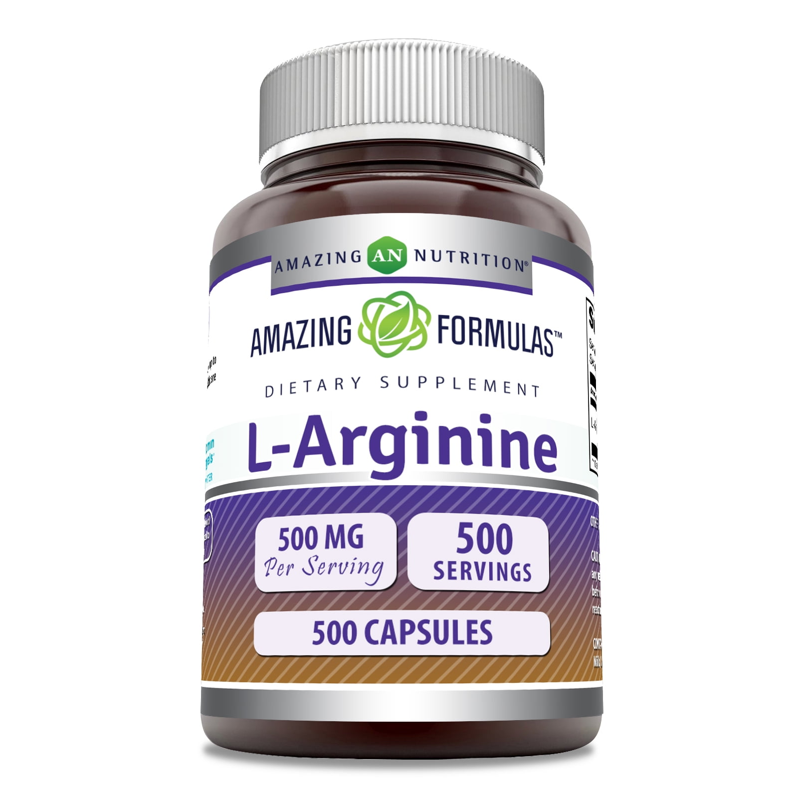 Amazing Formulas L-Arginine 500 Mg Per Serving 500 Capsules Supplement | Amino Acid Supplement for Men & Women | Non-GMO | Gluten Free | Made in USA
