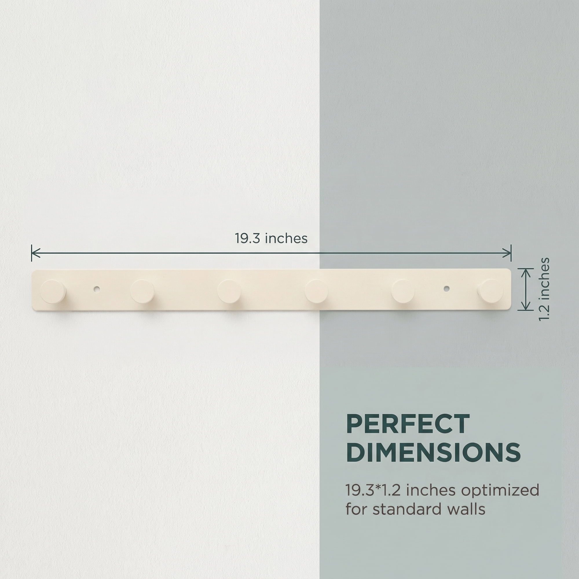 Unique Bargains Coat Rack Wall Mount Aluminum Hook Hat Rack for Entryway White 19.3"x1.2"