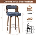 thumbnail image 2 of FANCROU 26 inch Swivel Counter Height Bar Stools Set Of 2, PU Leather Seat With Color-Blocked Square Cushion, Bentwood Walnut Color Back And Legs, Mixed Color, 2 of 6