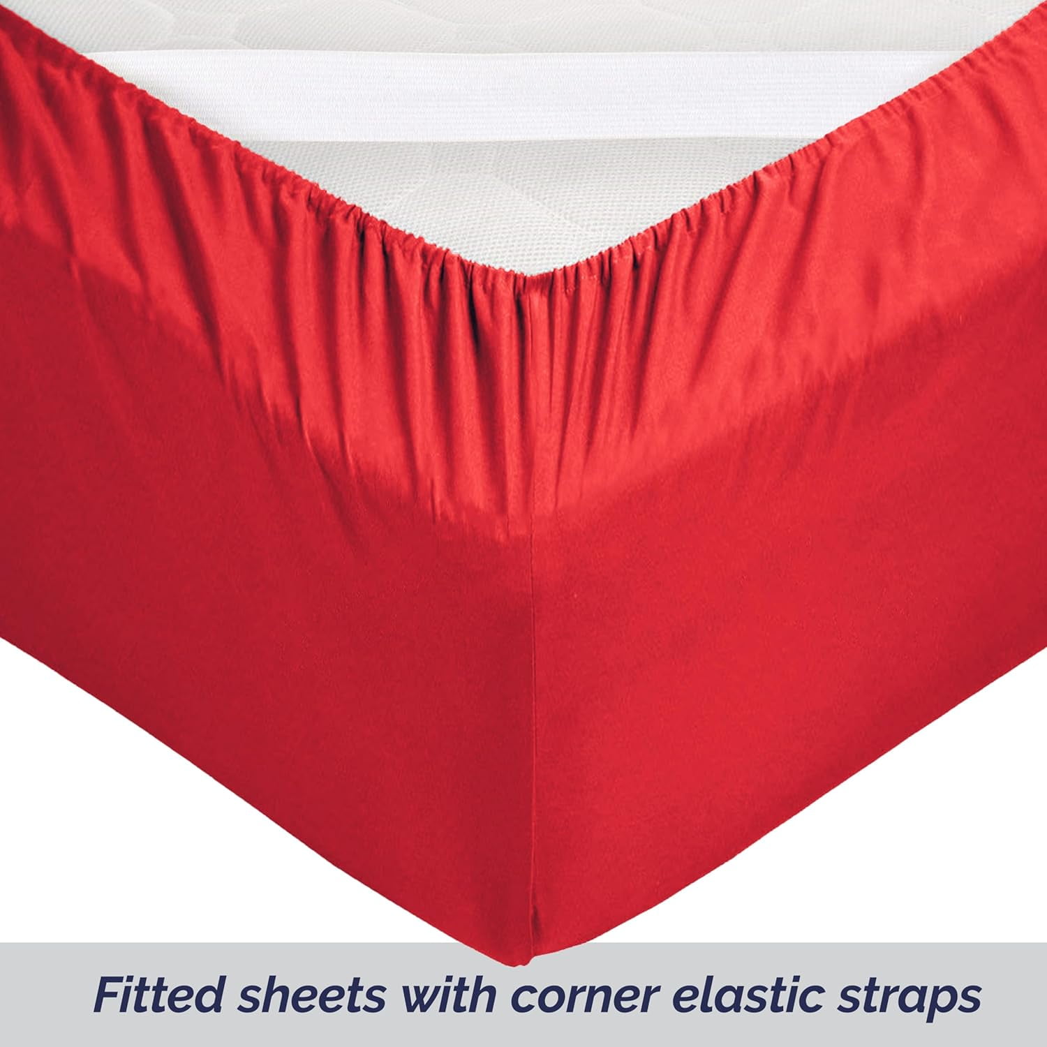Elegant Comfort 1500 Premium Hotel Quality 1-Piece Fitted Sheet, All Around Elastic, Deep Pocket, Softest Quality Microfiber - Full Red