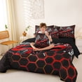 thumbnail image 3 of Erosebridal Cool Race Car Bedding Comforter Set for Kids Boys, Gradient Red Honeycomb Queen Bedding Sets, Black Reversible, 7pcs, 3 of 6