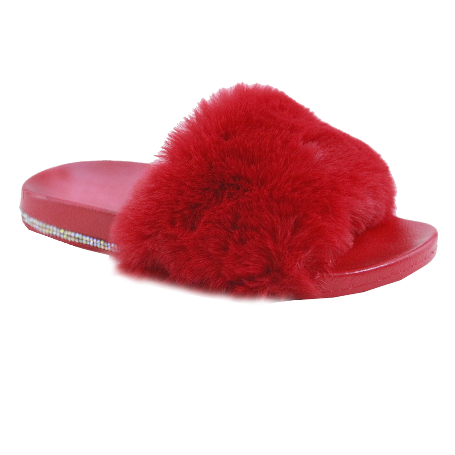 SNJ - Women's Soft Faux Fur Strap Slide Slippers (FREE SHIPPING) - Walmart.com - Walmart.com