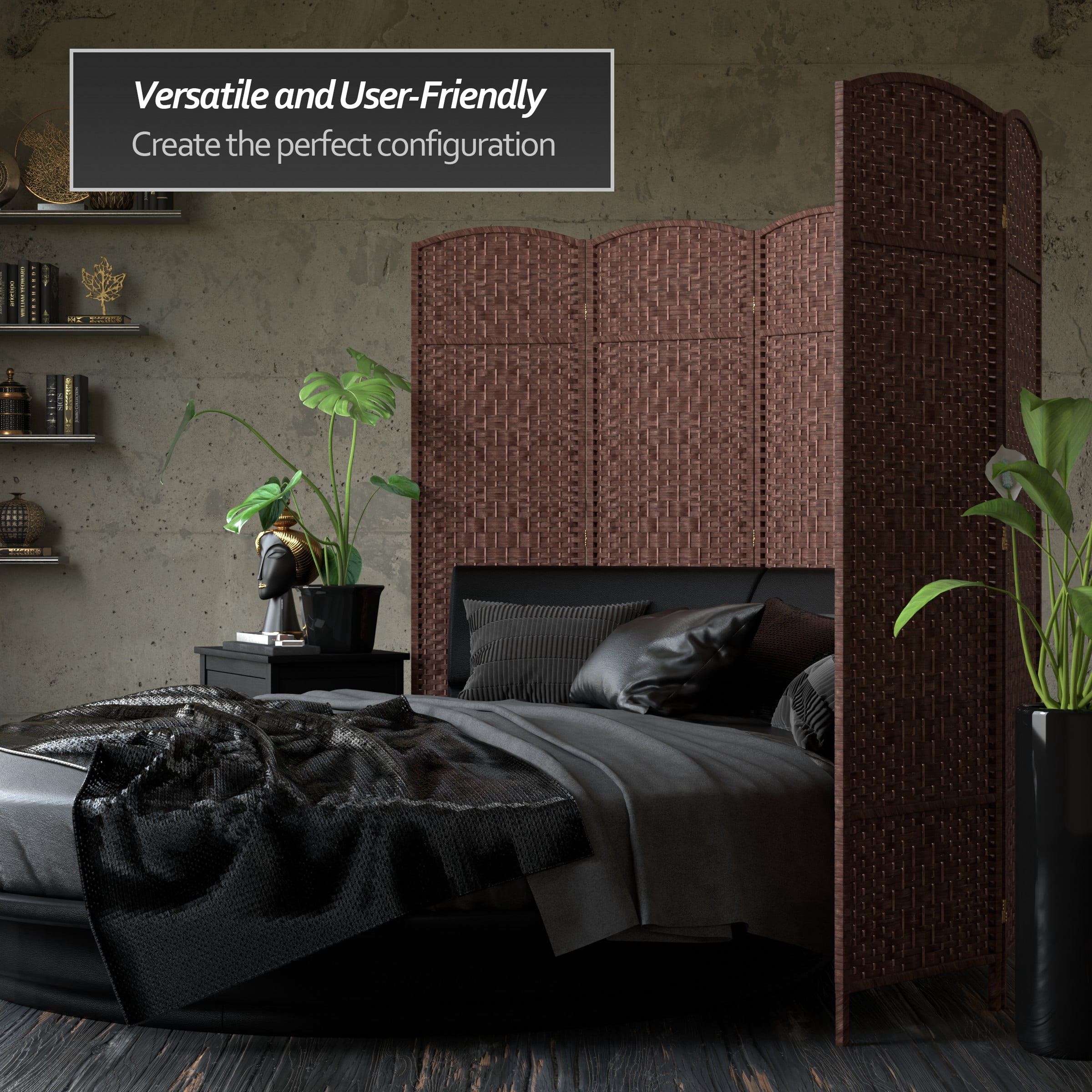 Red Lantern 6 ft. Tall Diamond Weave Fiber Room Divider - Dark Red - 6 Panel