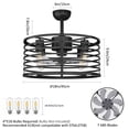 thumbnail image 3 of 18in Black Caged Ceiling Fan With Light, Ceiling Fan Low Profile th Remote Control and Reversible Fan Blades, Industrial Farmhouse Fan Lights Ceiling Fixtures For Kitchen Bedroom, 3 of 8