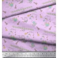 thumbnail image 2 of Soimoi Purple Poly Georgette Fabric Text & Bird Kids Print Fabric by the Yard 52 Inch Wide, 2 of 3