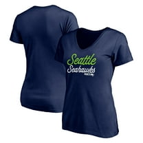 Women's College Navy Seattle Seahawks Long Stride V-Neck T-Shirt