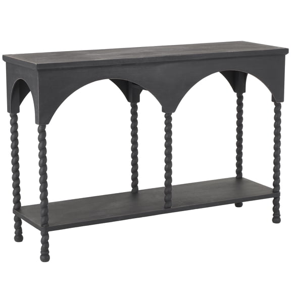 DecMode 47" x 32" Black Wood Arched Console Table, 1-Piece