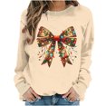 thumbnail image 2 of Jjayotai Merry Christmas Shirts for Women, Casual Xmas Bow Graphic Blouses,Trendy Long Sleeve Tops, Fall Crewneck Tunic Pullover Khaki-5 XS, 2 of 6