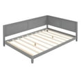 thumbnail image 5 of Full Size Daybed with A Backrest and Armrests, Mid-Century Wood Sofa Bed Frame with Wood Slats Support, Platform Bed Frame, Guest Bed for Bedroom Guest Room Living Room, No Box Spring Needed, Gray, 5 of 7