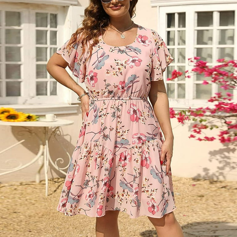 Fashion plus size knee length casual dresses