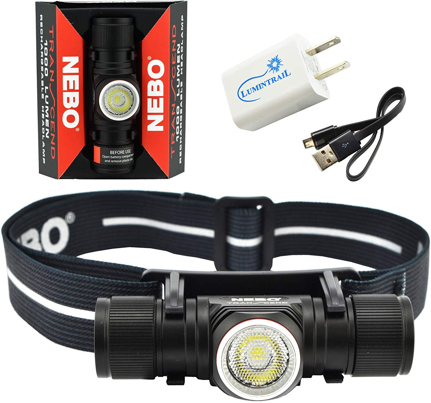 Nebo Transcend Headlamp Flashlight 1000 Lumen USB Rechargeable