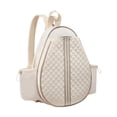 thumbnail image 4 of DYNWAVECA Tennis Racket Bag Tennis Backpack Multipurpose Waterproof Quilted Badminton Racquet Bag Rucksack Daypack for Training Outdoor Beige, 4 of 9