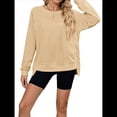thumbnail image 2 of Sudadera Informal de Cuello Redondo para Mujer, Holgada, Suave y de Larga Amarillo Albaricoque XL, 2 of 10