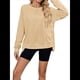 thumbnail image 2 of Sudadera Informal de Cuello Redondo para Mujer, Holgada, Suave y de Larga Amarillo Albaricoque L, 2 of 10
