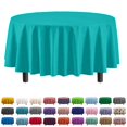 thumbnail image 1 of Exquisite 12-Pack Premium Plastic 84-Inch Round Tablecloth - Aqua Blue, 1 of 5