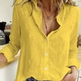 thumbnail image 1 of Long Sleeve Linen Shirt, Casual Button Up Shirt For Spring & Fall, Women's Clothing, 1 of 6