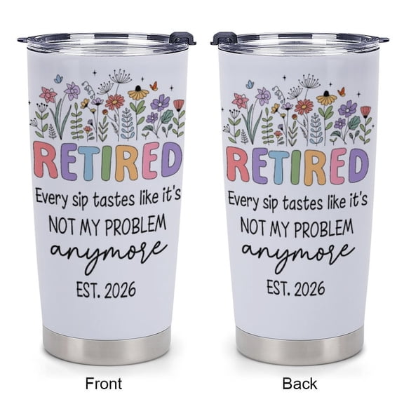 Retirement Gift for Woman Man 2026 Tumbler 20oz, Retired/Going Away/Leaving Gifts for Women/Men/Coworker/Teacher, Happy Retirement Party Decorations White Cup