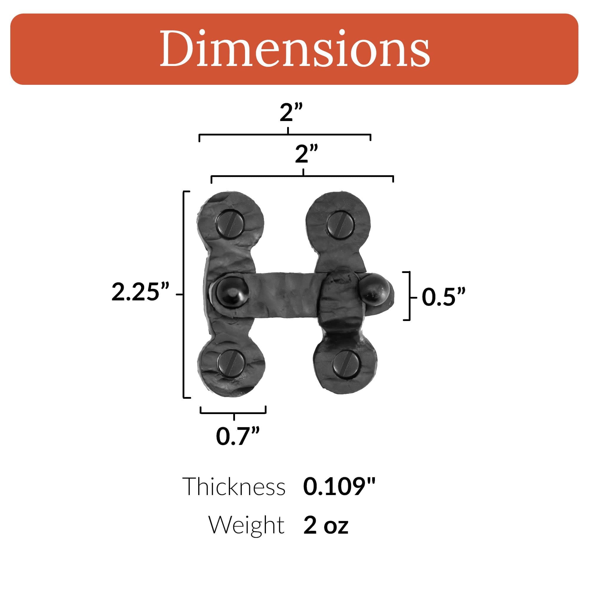 2 inch Decorative Bar Flip Latch- Black - Small Latch - Gate Hardware Wrought Iron Decorative Hardware Hook Latch Attic Door Latch - The Jamestown Series by Borderland Rustic Hardware