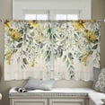 thumbnail image 4 of Flowers Eucalyptus Semi Sheer Curtains 54 Inch Length 2 Panels Set, Vintage Botanical Floral Leaves Sheer Kitchen Curtain Privacy Voile Window Curtain for Living Room Bedroom Rod Pocket Drapes, 4 of 7