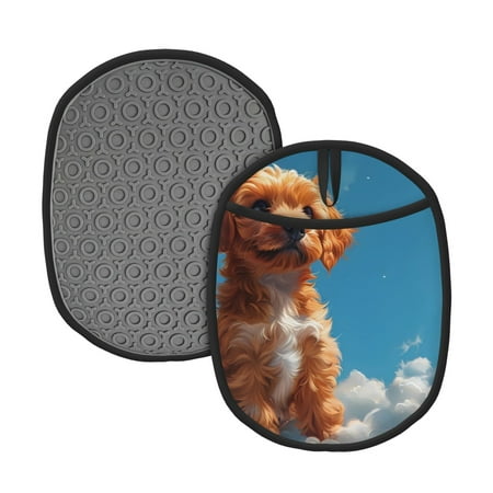 

Lukts Blue Sky Cloud Puppy Print Silicone Pot Mat Mitten With Hanging Loop Heat Resistant Oven Mitts Non-Slip Bbq Baking Smoking Potholders