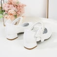 thumbnail image 3 of Gyujnb Girls Closed Toe Pearl Bow Mary Jane Shoes, Low Heel Dress Footwear for Formal and Daily Wear (Little Girls, Big Girls),8-9 Years, 3 of 5