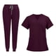 thumbnail image 4 of Uniformes de enfermería Scrub Set enfermera Top pantalones ropa de trabajo para tienda de mascotas cosmetología Rojo oscuro Yuyangstore Uniforme de enfermera, 4 of 8