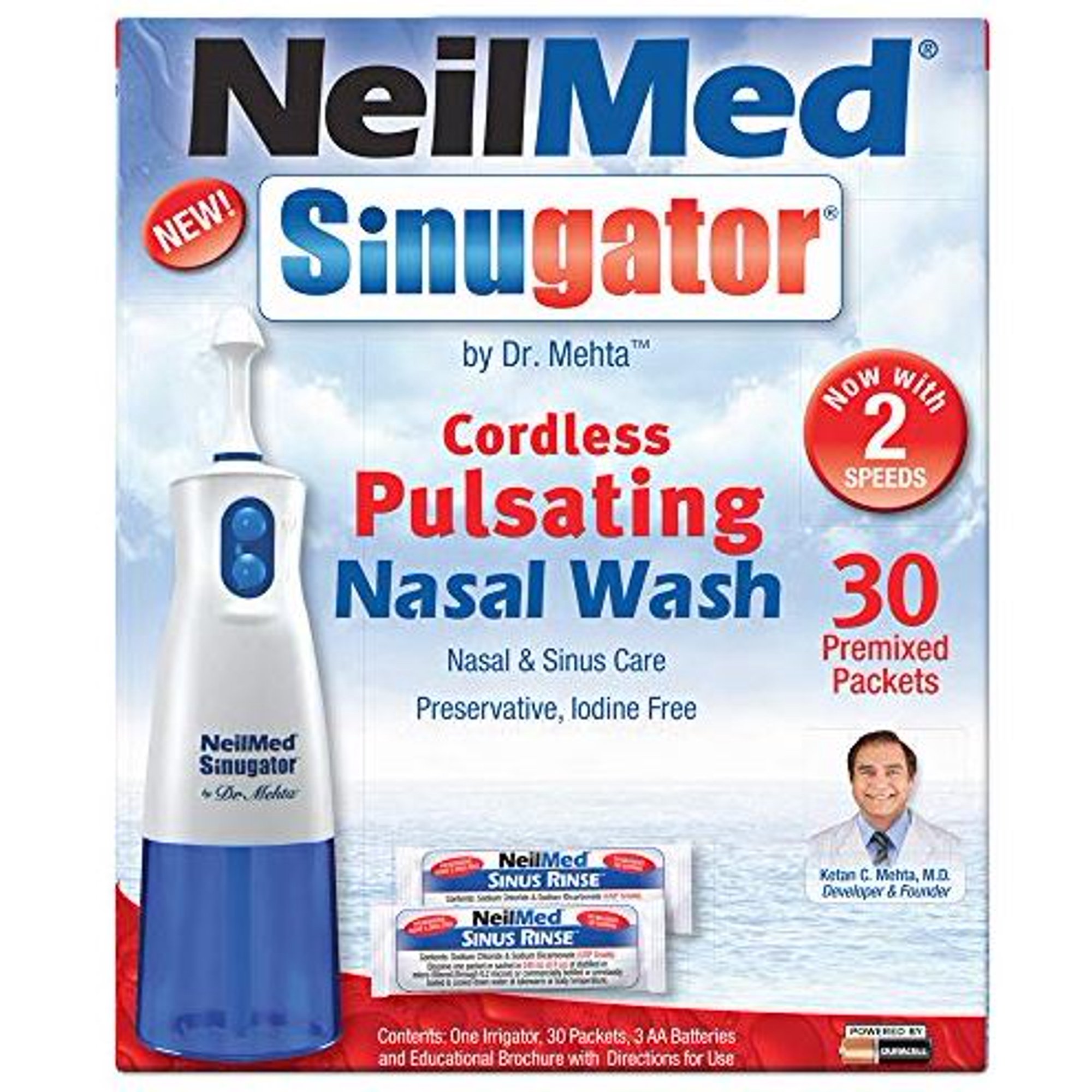 NeilMed Sinugator Pulsating Nasal Wash with 30 Saline Packets