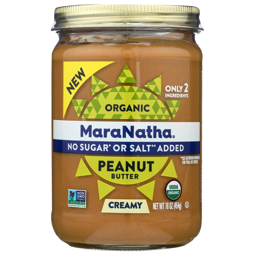 MaraNatha NoStir No Sugar No Salt Added Peanut Butter Jar, 16 Oz