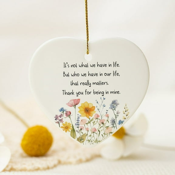Handmade Ceramic Thank You Gift, Floral Keepsake Ornament for Teacher Appreciation, Friend Birthday, Wedding Party Favor Decoration