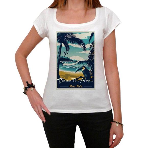 Women's Graphic T-Shirt Baixa Da Areia Pura Vida Beach Eco-Friendly Ladies Limited Edition Short Sleeve Tee-Shirt Vintage Birthday Gift Novelty