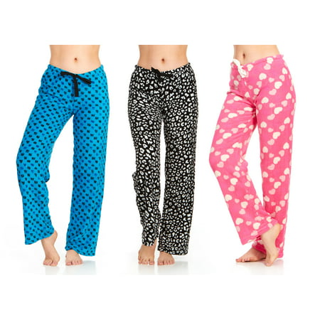 DARESAY 3 Pack: Women's Super-Soft Plush Fleece Pajama Bottoms/Printed Lounge