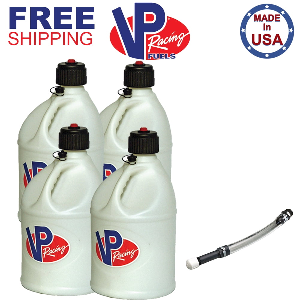 Vp Racing 4 Pack White 5 Gallon Round Fuel Jug Gas Can Deluxe Fill Hose Walmart Com Walmart Com