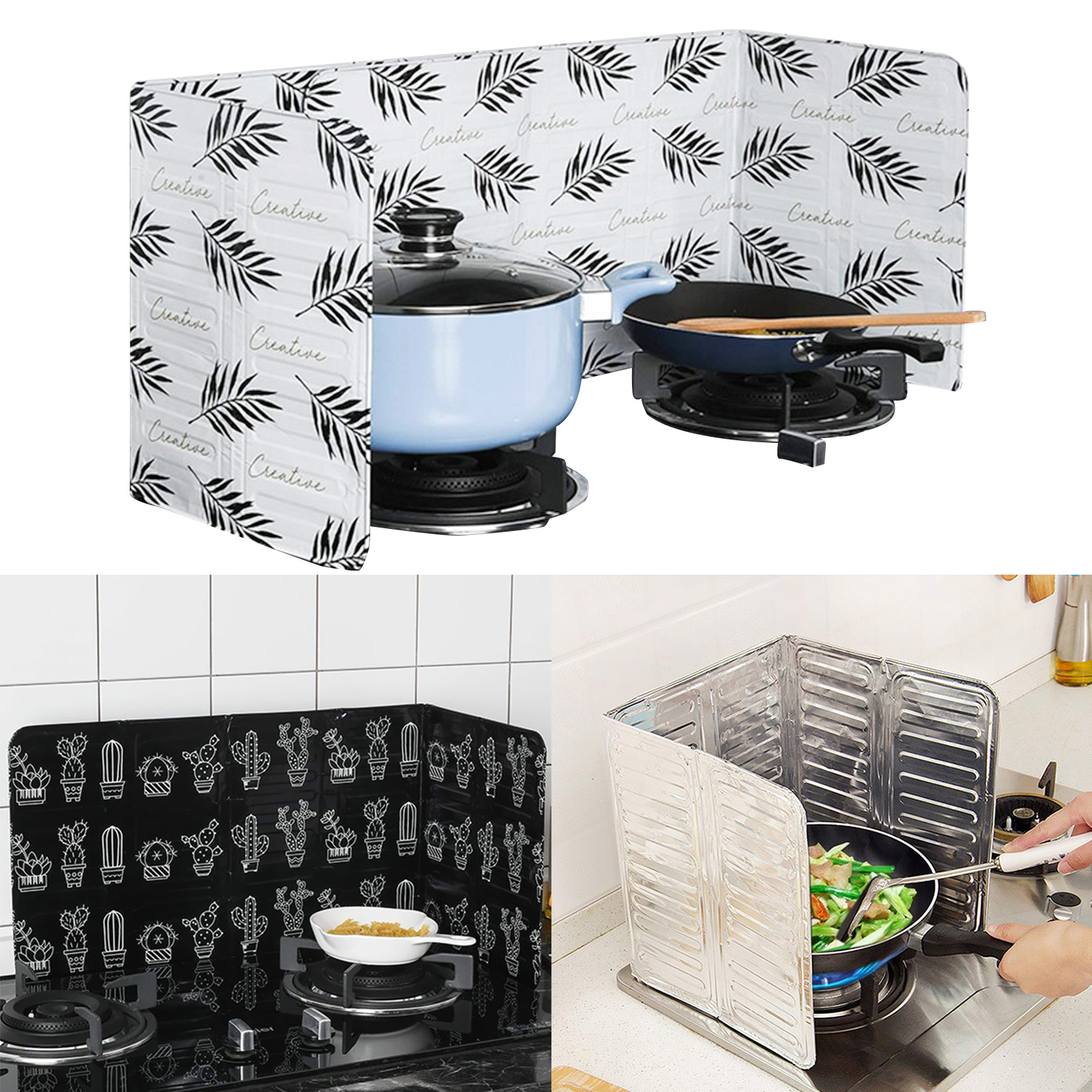 2pcs Stove Guard Folding Non Stick Grease Shield Cooking Spill Protector Other Kitchen Tools Gadgets Patterer Home Garden