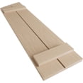 thumbnail image 6 of Ekena Millwork 11"W x 28"H (24 3/8" Low Side) Timberthane Rough Sawn Two Board Joined Board-n-Batten w/Elliptical Top Faux Wood Shutters (Per Pair), Primed Tan, 6 of 6