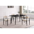 thumbnail image 6 of Modern Stylish Dining Chairs Set of 6 Taupe Fabric Upholstered Seat Backrest Black Frame Luxury Dining Furniture, 6 of 7