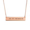 thumbnail image 3 of Personalized Rose Gold Women's Roman Numerals Pendant Stainless Steel Bar Custom Made Engravable Necklace Birthday Annivarsary Jewelry Free Gift Box Ships Next Day, 3 of 4