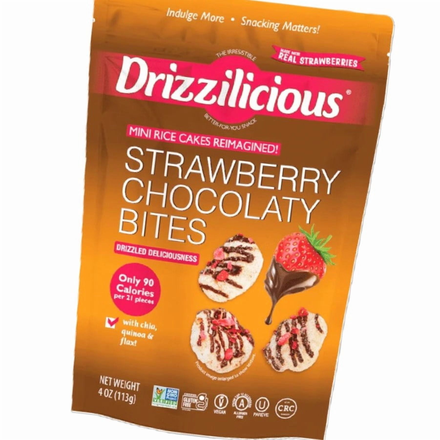 Drizzilicious Strawberry Chocolaty Bites, Mini Rice Cakes 4 oz