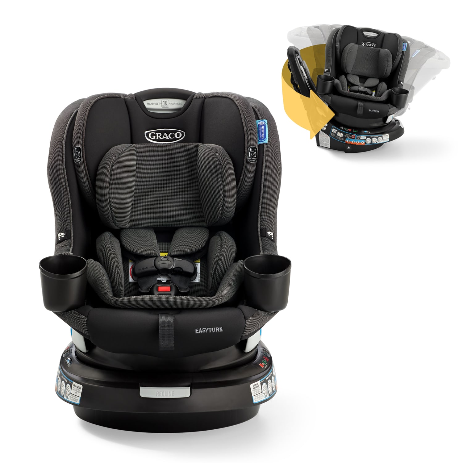 Graco EasyTurn 360 2-in-1 Convertible Car Seat, Cyran, Black