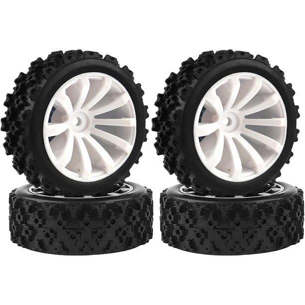 LINLIN 4 piezas RC 1:10 escala Rally Car 70 mm Caucho Neumáticos de flores Neumático 10 radios Llanta de plástico Compatible con 1/10 RC Racing Off-Road Car HSP Redcat HPI Tamiya Touring Drift
