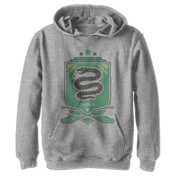 Boy's Harry Potter Quidditch Slytherin Team Crest Pull Over Hoodie Athletic Heather Medium