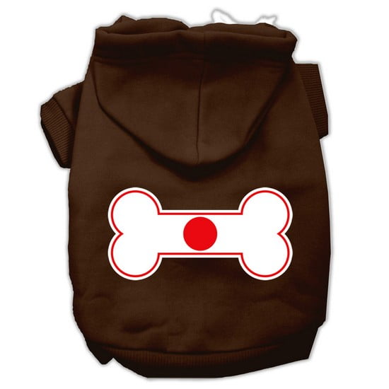 Mirage 62-18 XLBR Bone Shaped Japan Flag Pet Hoodie Brown XL by Mirage