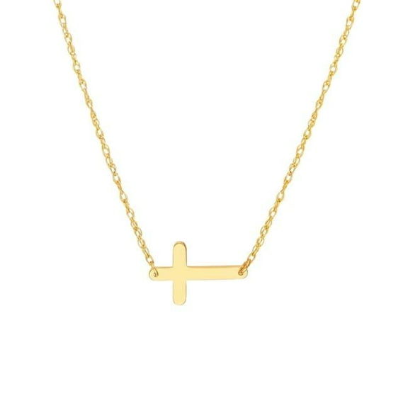212 Main UBS015036455-14Y-18 14K Yellow Gold Mini E2W Cross Adjustable Necklace with Spring Ring Closure