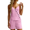 thumbnail image 2 of Women's Two-Piece Suspender Decorative Button And Shorts Casual Summer Set, 2 of 7