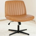 thumbnail image 4 of Office Chair Armless Desk Chair No Wheels, Cross Legged Office Chair Wide Home Office Desk Chairs, Adjustable Swivel Padded Fabric Vanity Task Computer Chair, 4 of 4