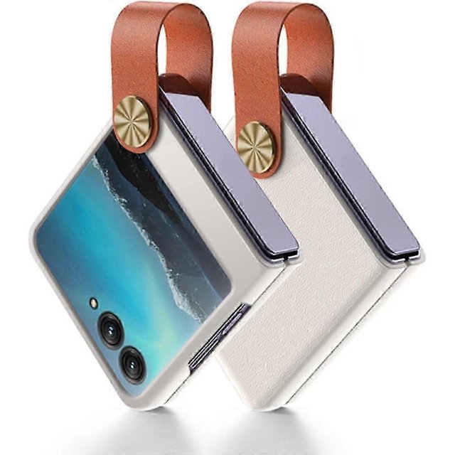 for Motorola Razr 40 Ultra Hand Strap Protective Case, for Motorola Razr+ Plus Premium Feel PU Leather Case, Razr 40 Ultra Case with Stand