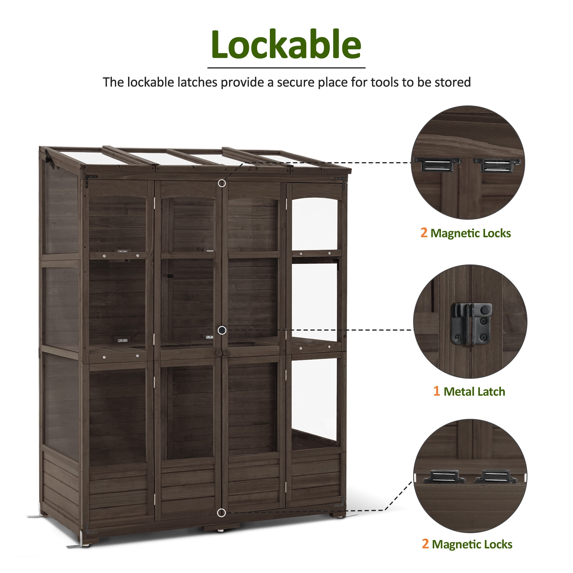 MCombo Wood Walk-in Outdoor Large Greenhouse 0899(Brown)