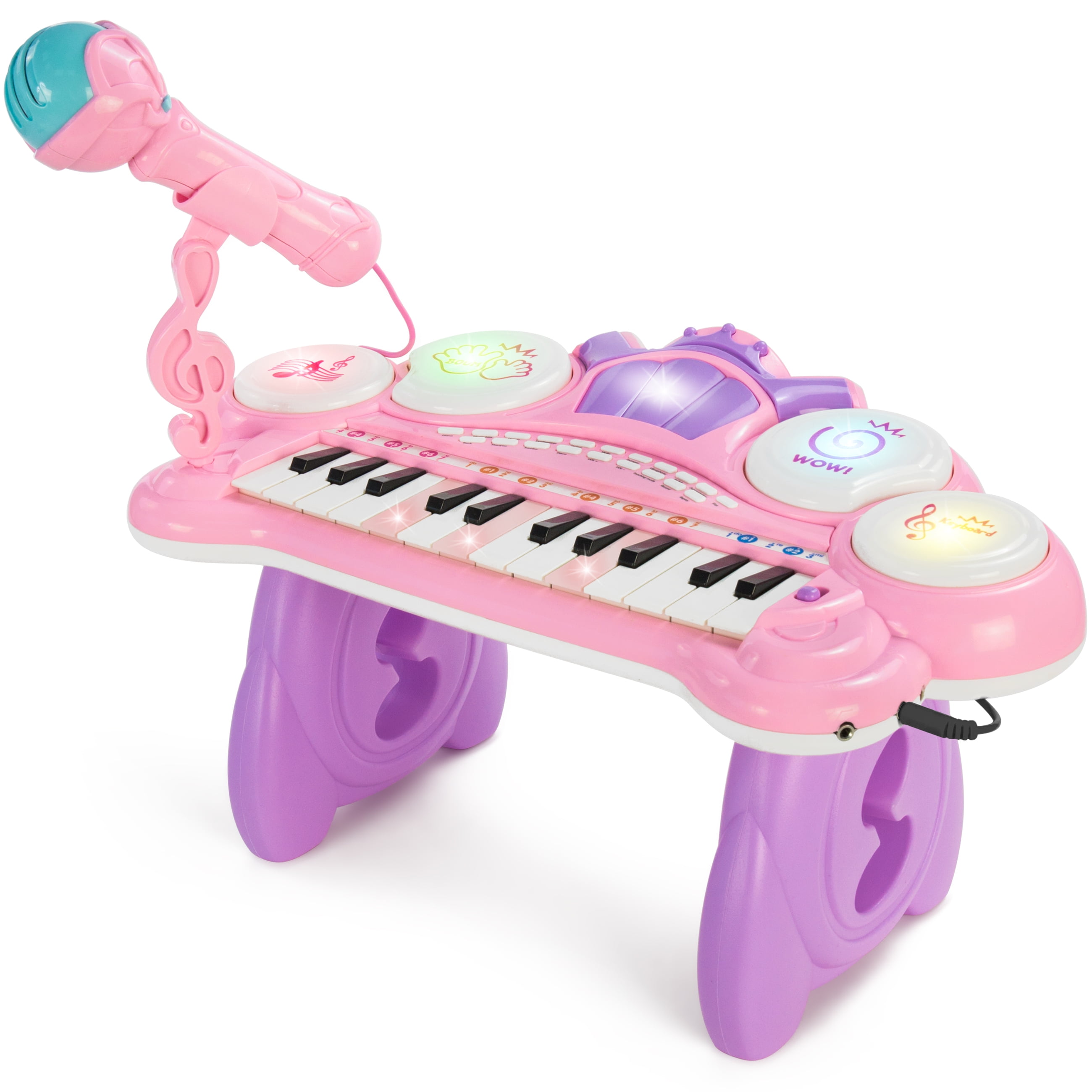 piano toy keyboard for kids birthday gift pink music instruments with microphone 24 keys
