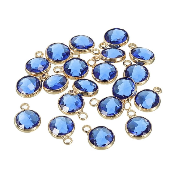 Crystal Birthstone Charm, September Pendants Drop Bead Dark Blue, for Jewelry Making, 20 Pack