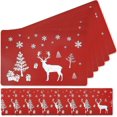 thumbnail image 1 of Winter Holiday Christmas Placemat Washable Table Place Mat Sets Of 6 Plus 6 Cup Mats For Kids-elk, Christmas Tree, 1 of 5