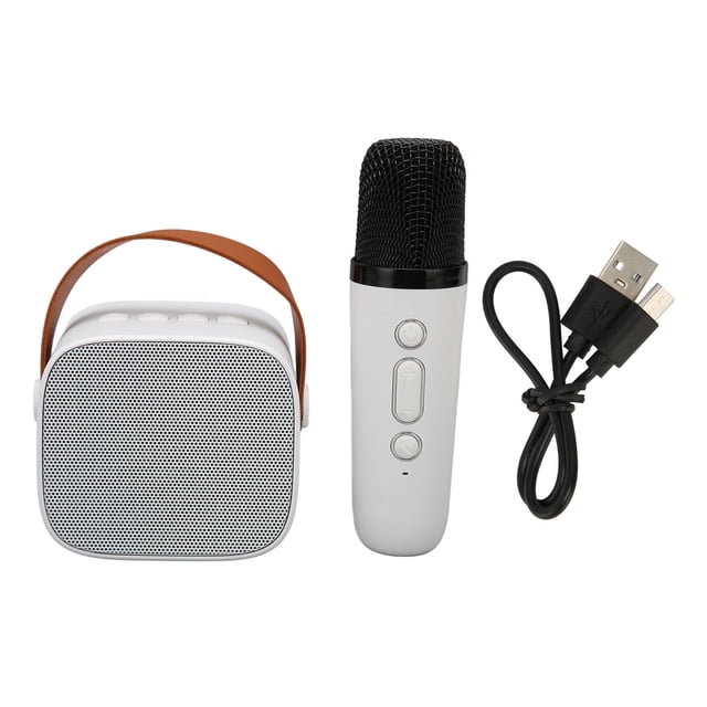Oubit Ensemble de Haut-Parleur et Micro Sans Fil de Karaoké, Ensemble de Haut-Parleur et Microphone Bluetooth Haut-Parleur Rétro Sans Fil avec Microphone Mini Machine de Karaoké pour Fête Conçue avec Précision